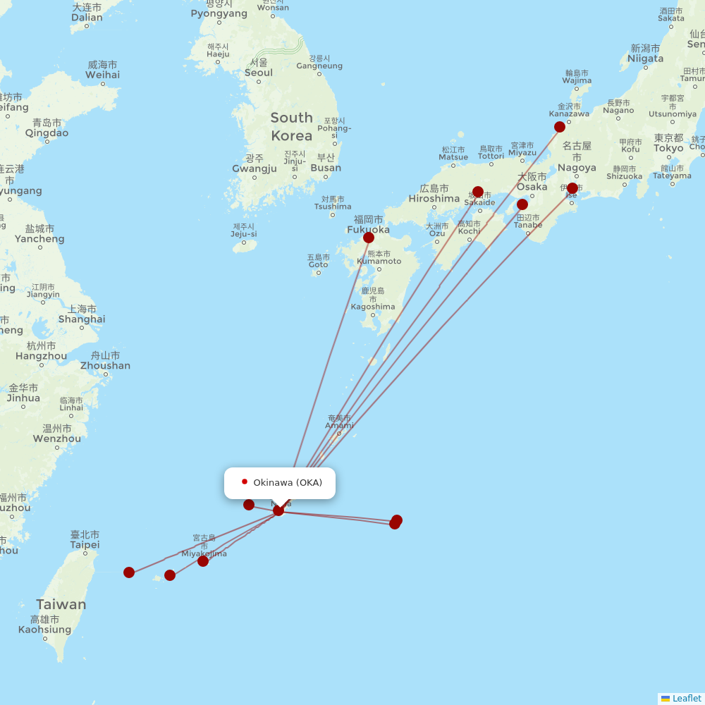 Japan Transocean Air at OKA route map