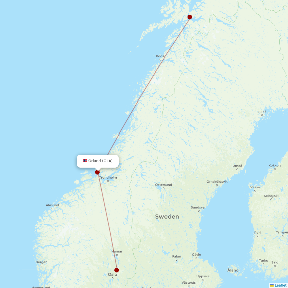 Danish Air at OLA route map