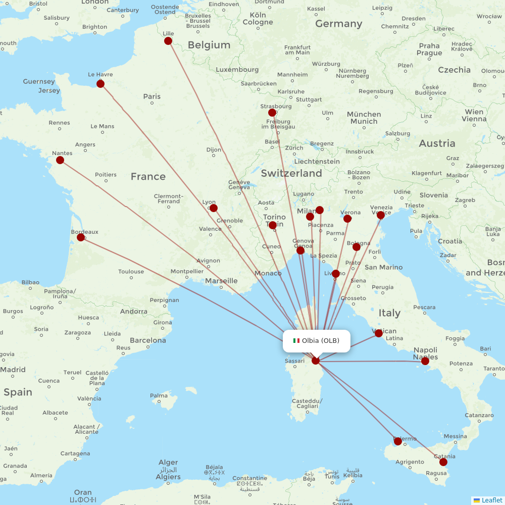 Volotea at OLB route map