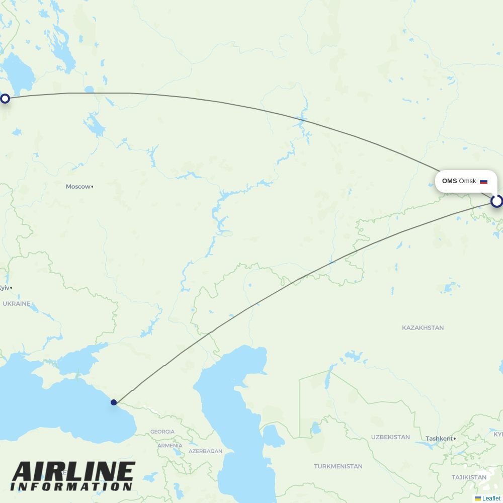 Nordwind Airlines routes from OMS