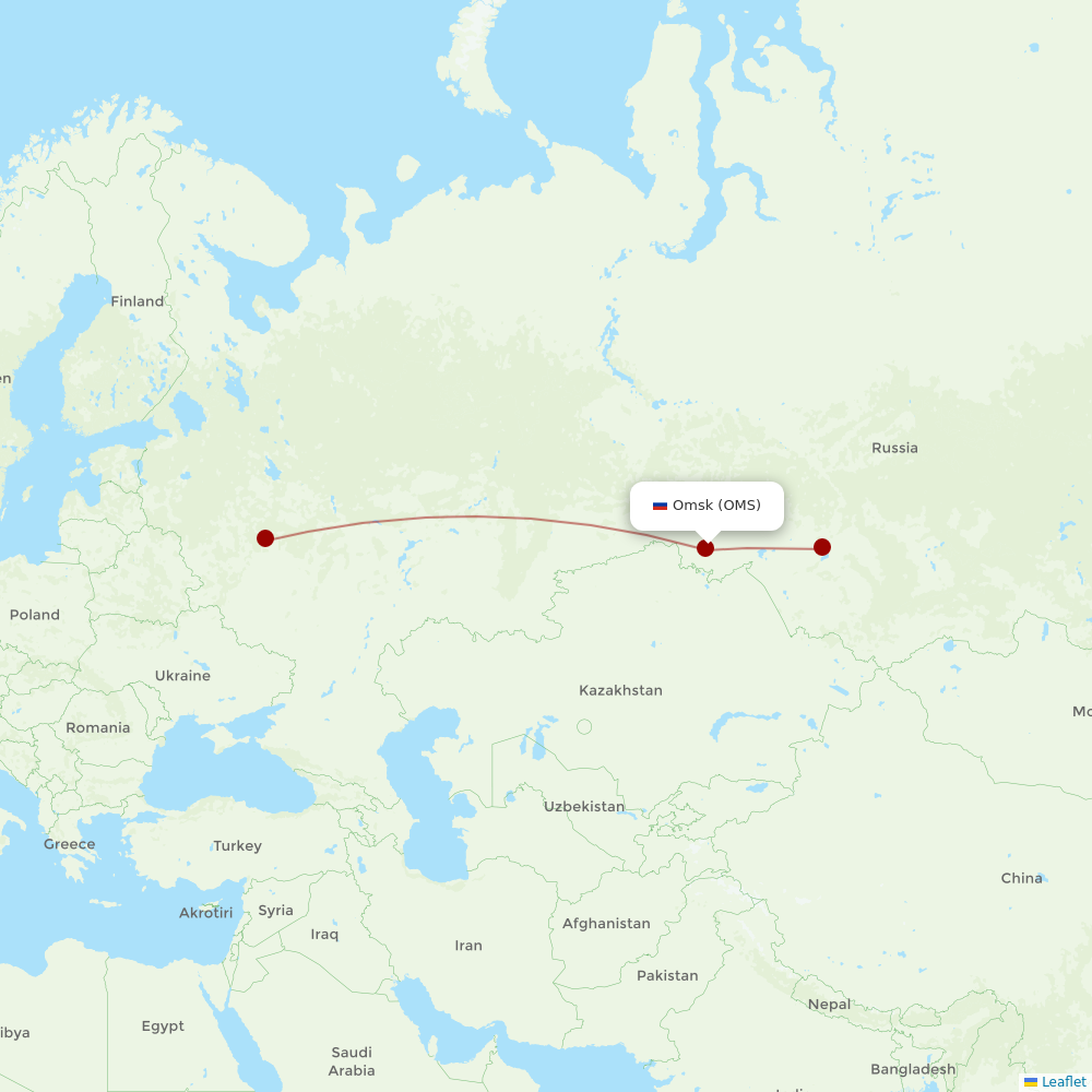 S7 Airlines at OMS route map