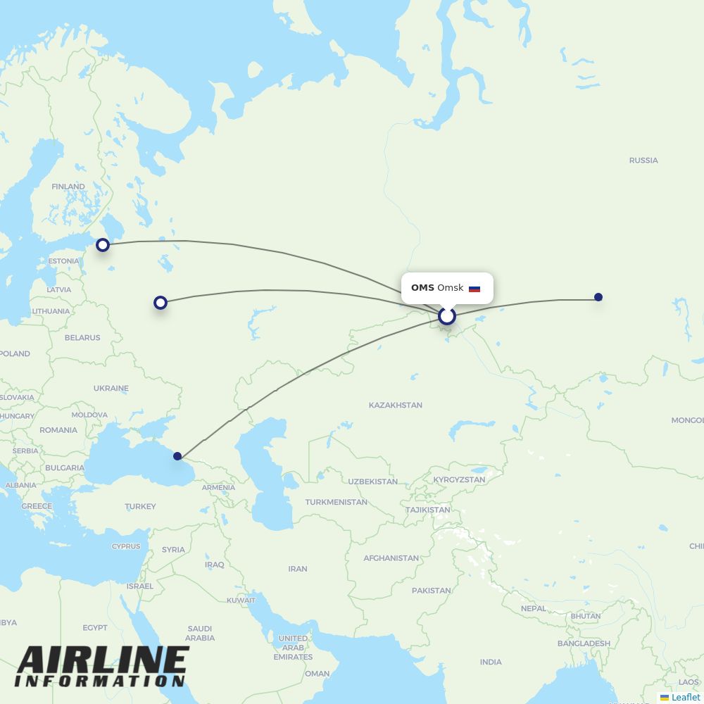 Aeroflot routes from OMS