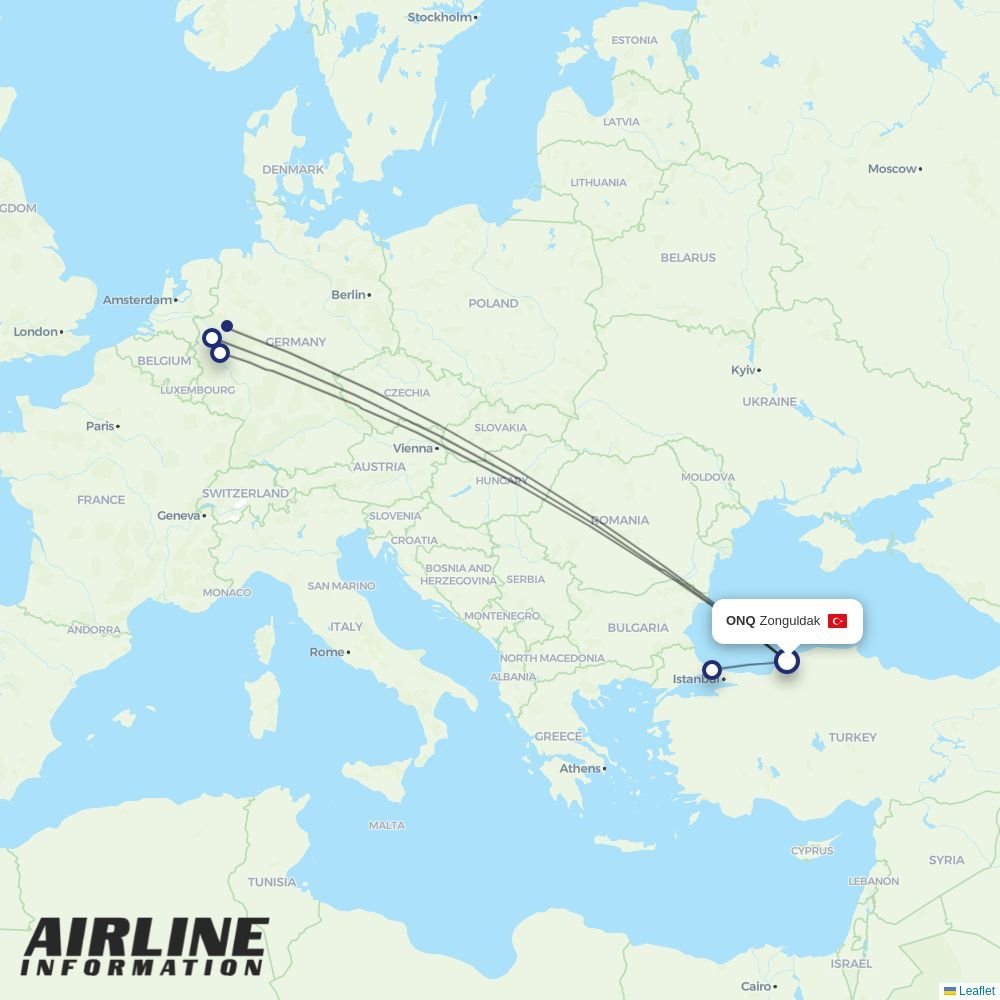 Corendon Airlines routes from ONQ