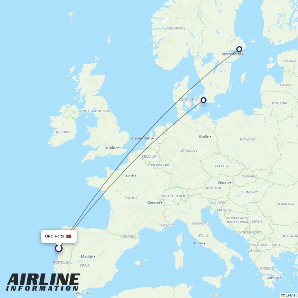 Norwegian Air Sweden routes from OPO