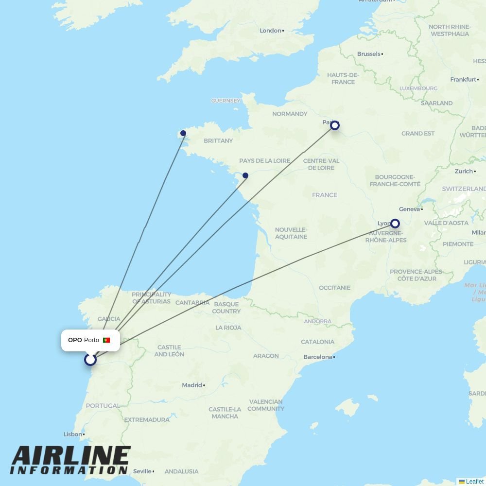 Transavia France routes from OPO