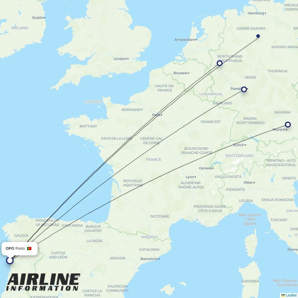 TUIfly routes from OPO