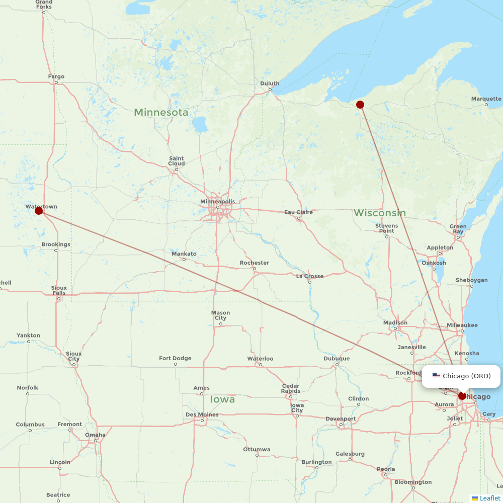 Key Lime Air at ORD route map