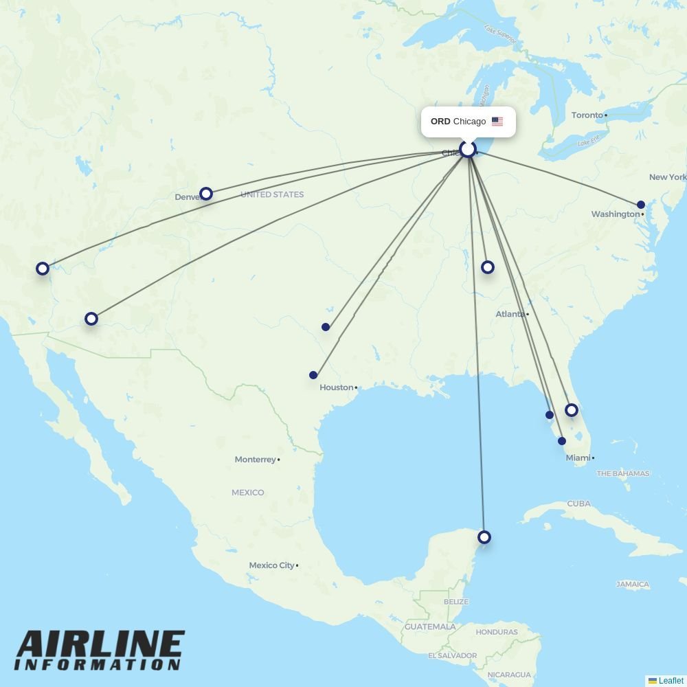Southwest routes from ORD