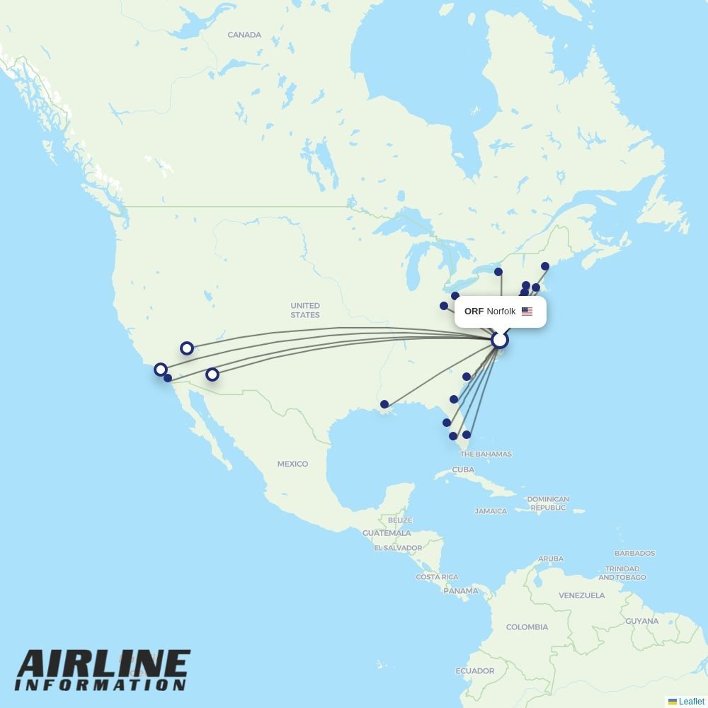 Breeze routes from ORF