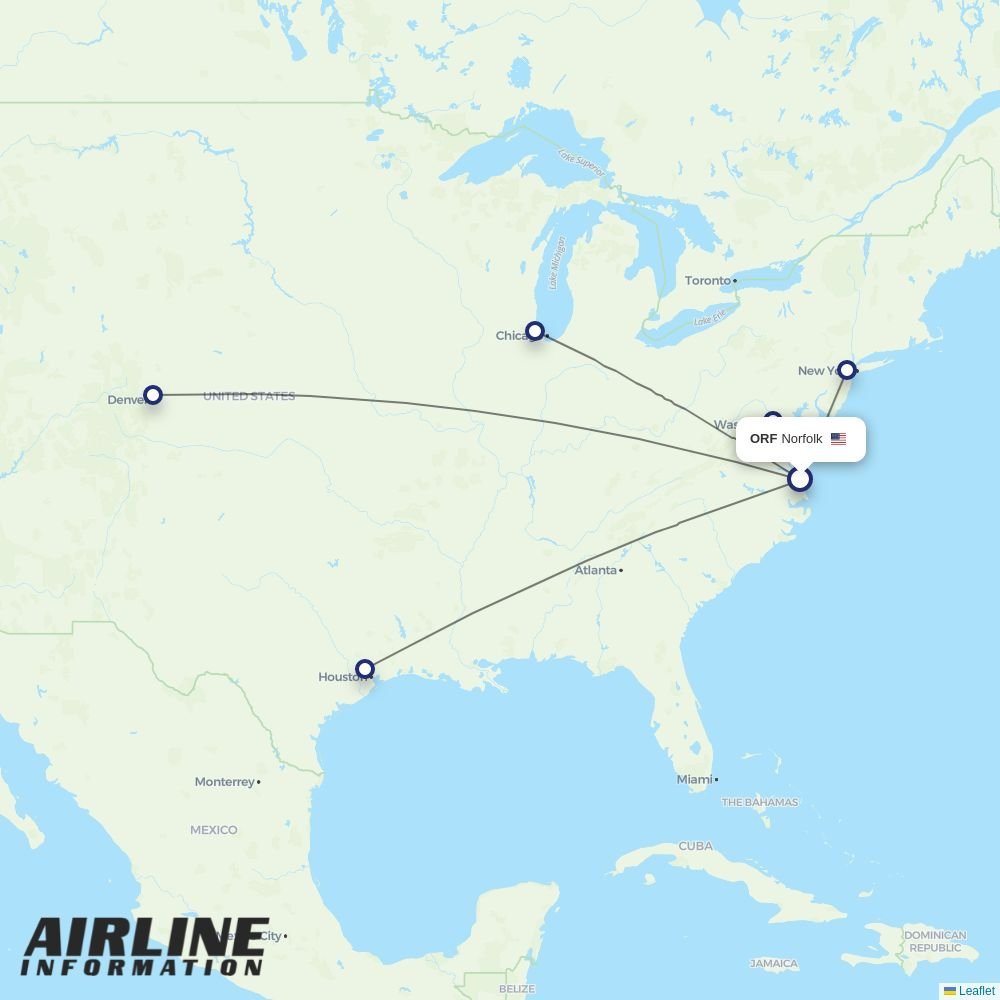 United routes from ORF