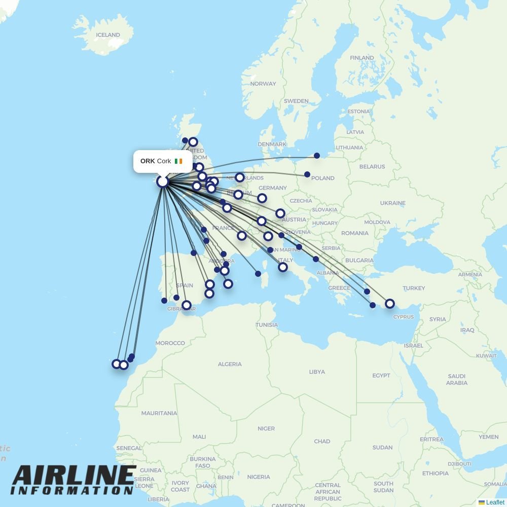 Aer Lingus routes from ORK