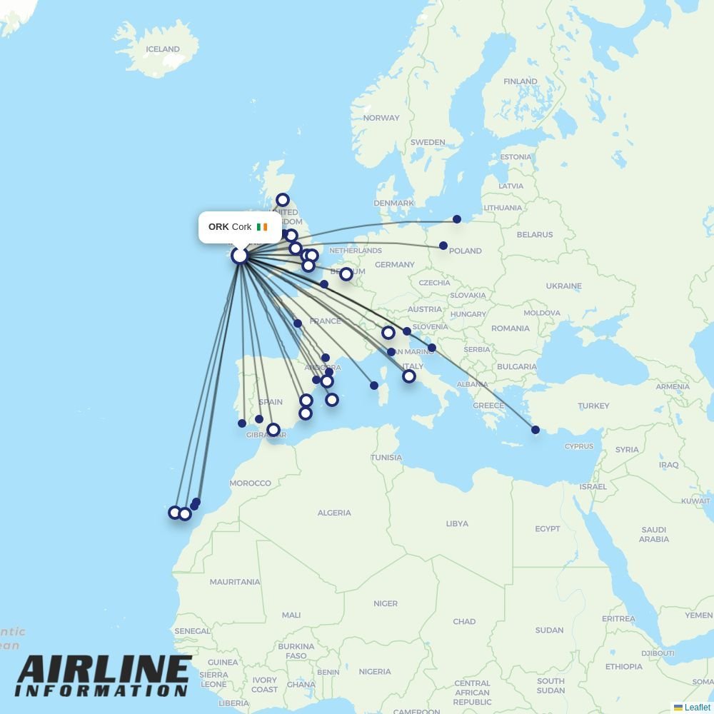 Ryanair routes from ORK