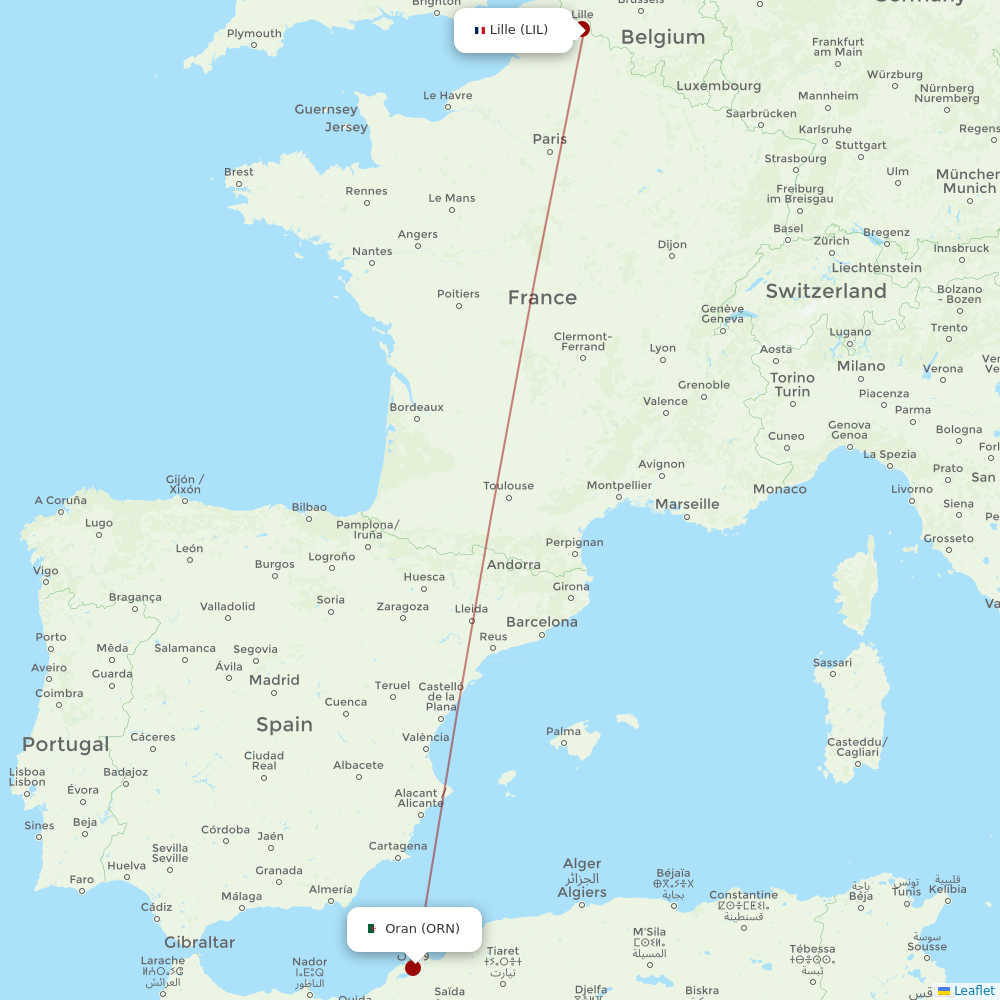 ASL Airlines France at ORN route map