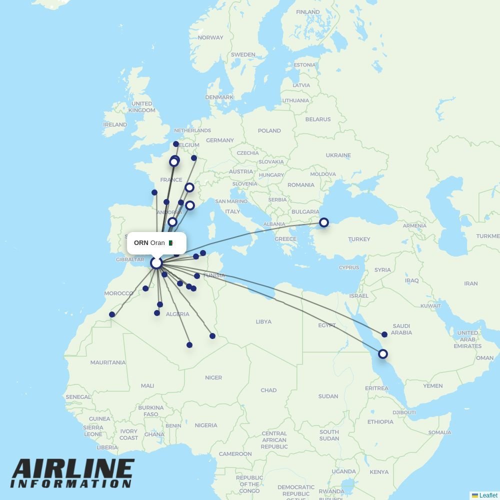 Air Algerie routes from ORN