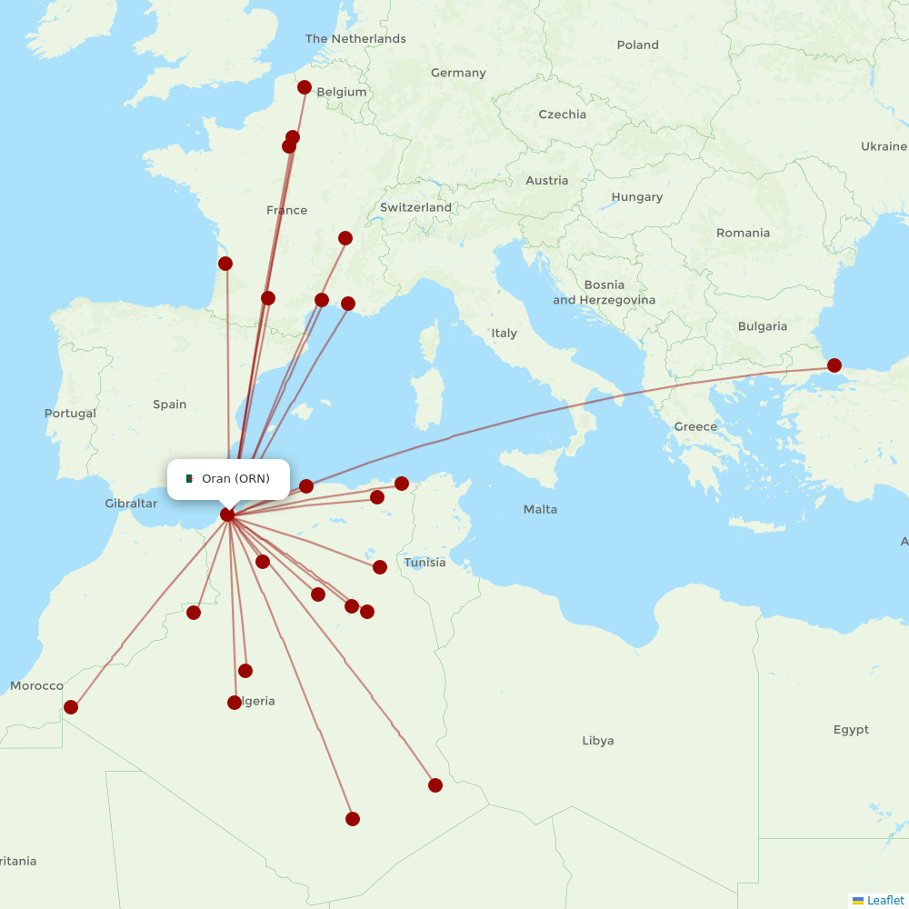 Air Algerie at ORN route map