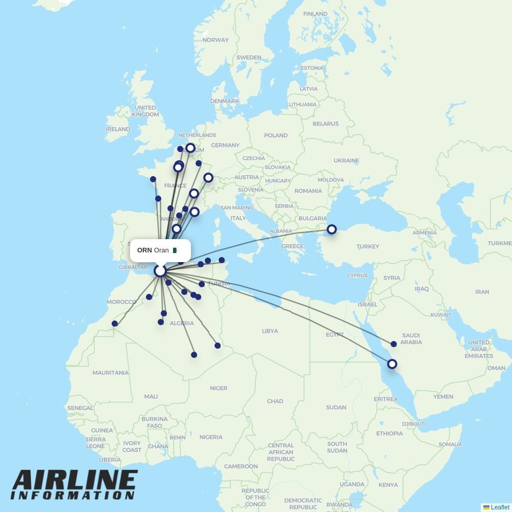 Tassili Airlines routes from ORN