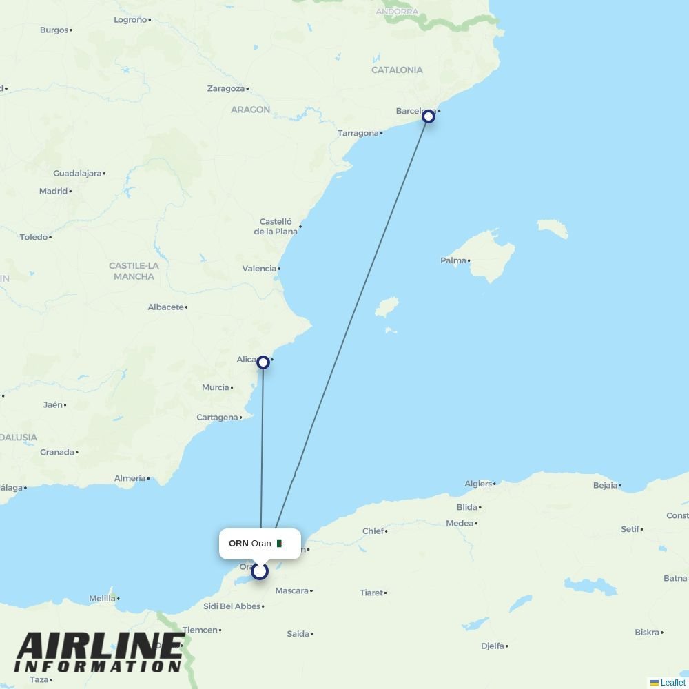 Vueling routes from ORN