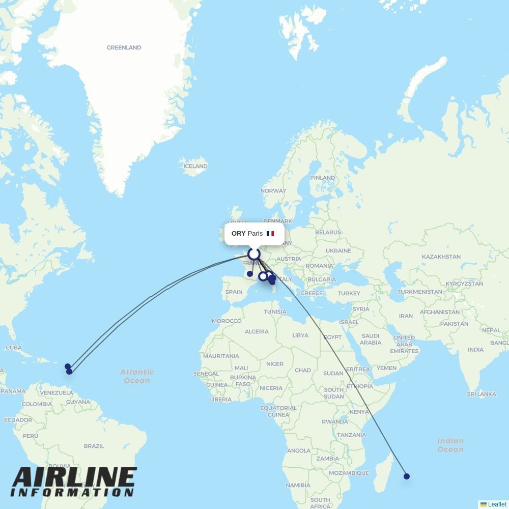 Air France routes from ORY