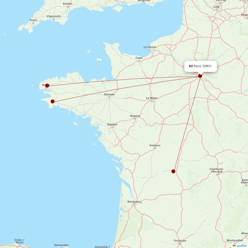 Chalair at ORY route map