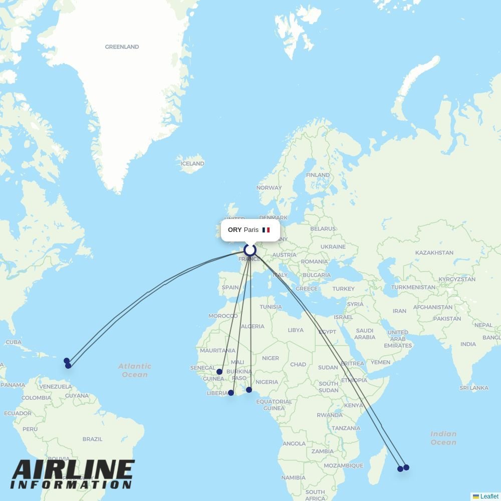Corsair routes from ORY