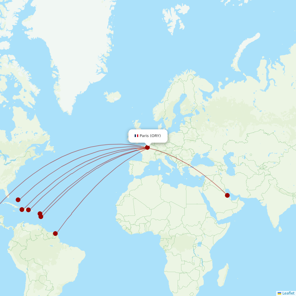Air Caraibes at ORY route map