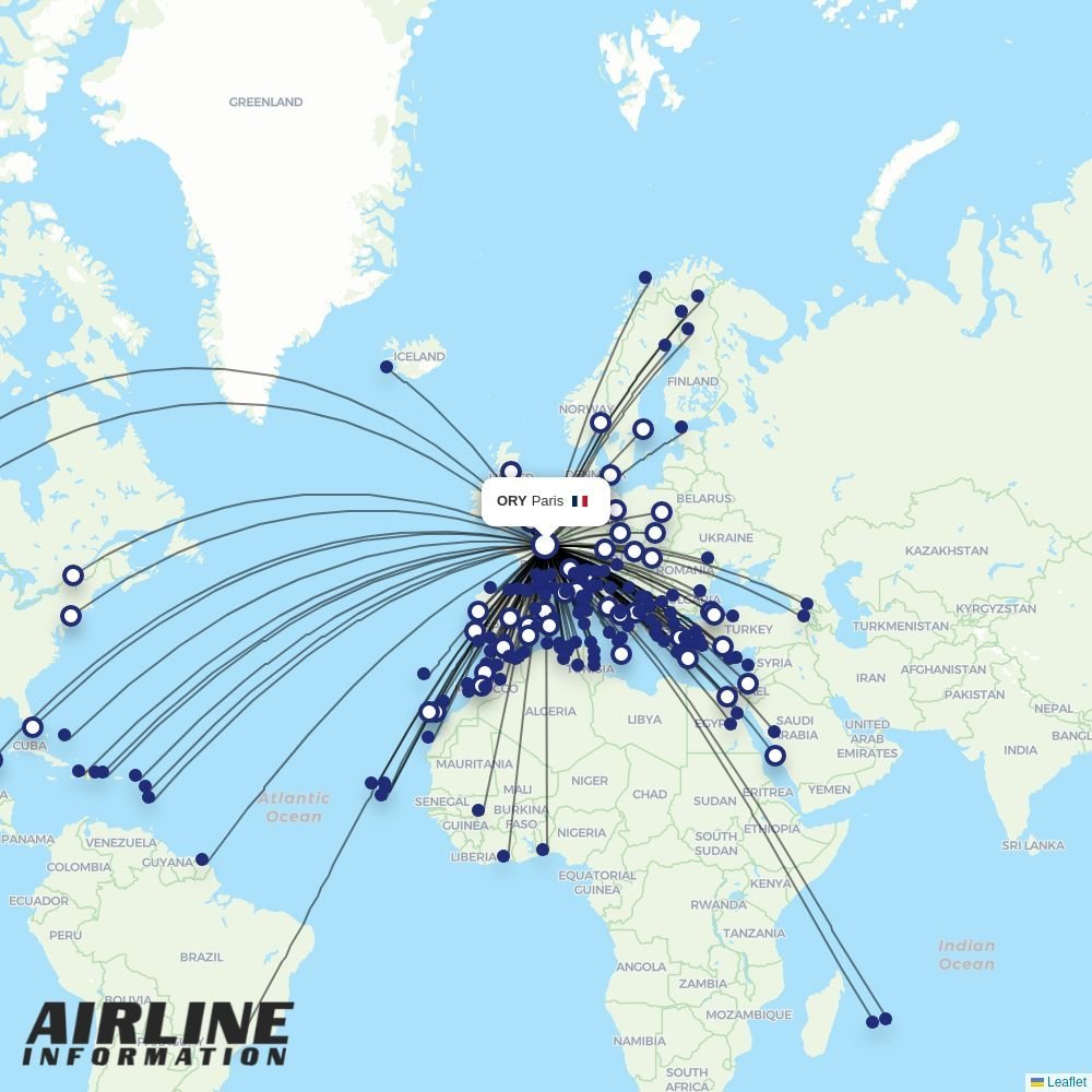 easyJet routes from ORY
