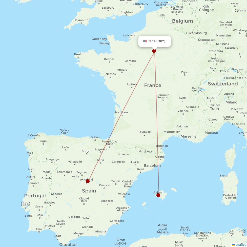 Air Europa at ORY route map