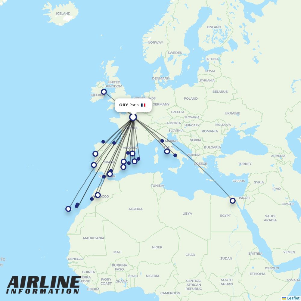 Vueling routes from ORY