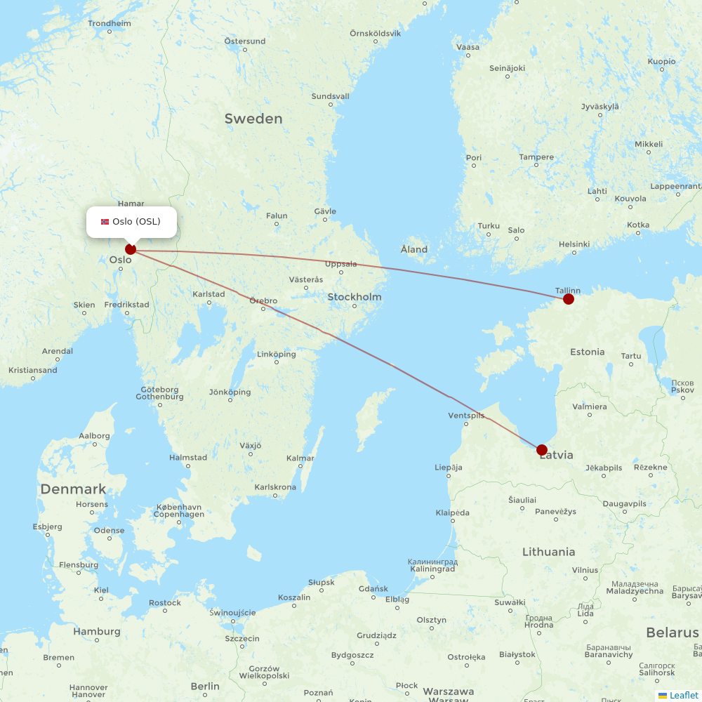 Air Baltic at OSL route map