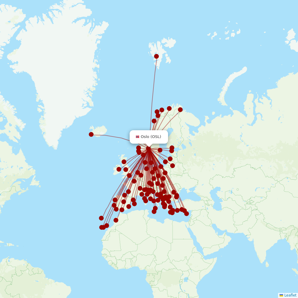 Norwegian Air at OSL route map