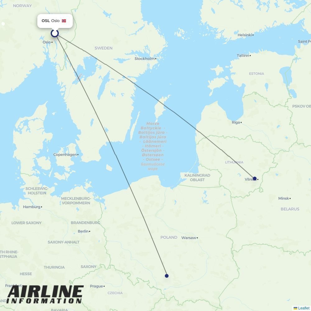 Ryanair routes from OSL