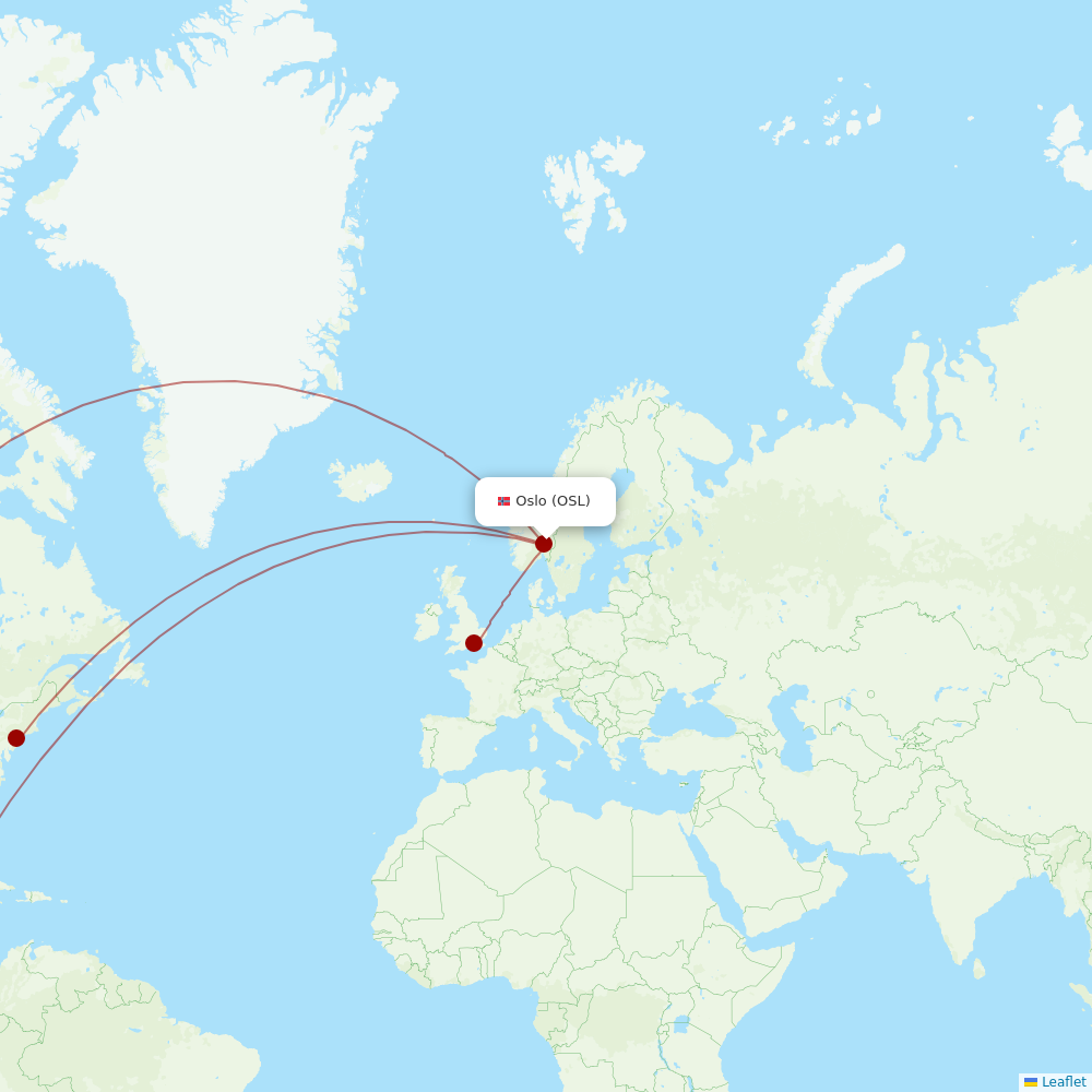 Norse at OSL route map