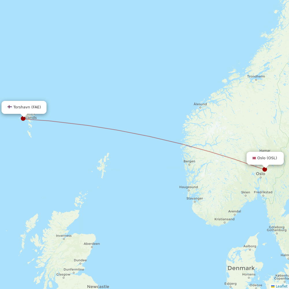 Atlantic Airways at OSL route map