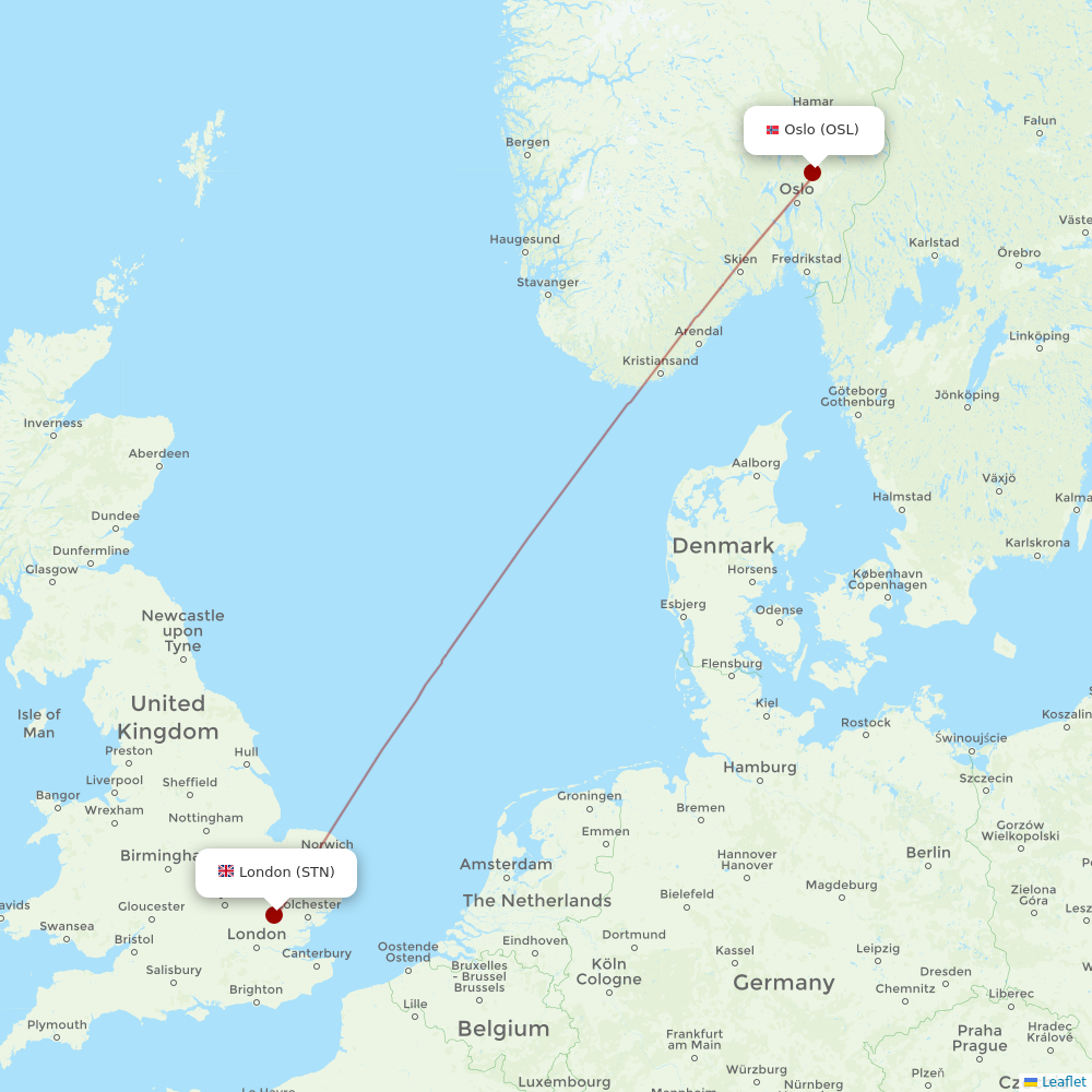 Ryanair UK at OSL route map