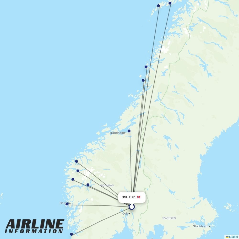 Wideroe routes from OSL