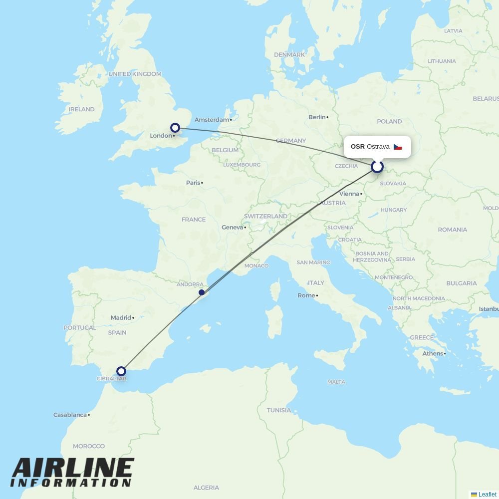 Ryanair routes from OSR