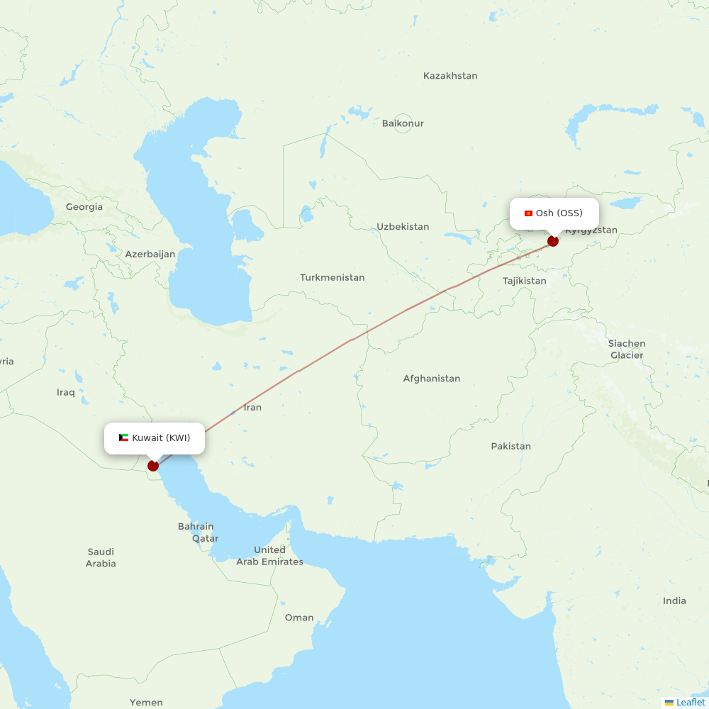 Jazeera Airways at OSS route map