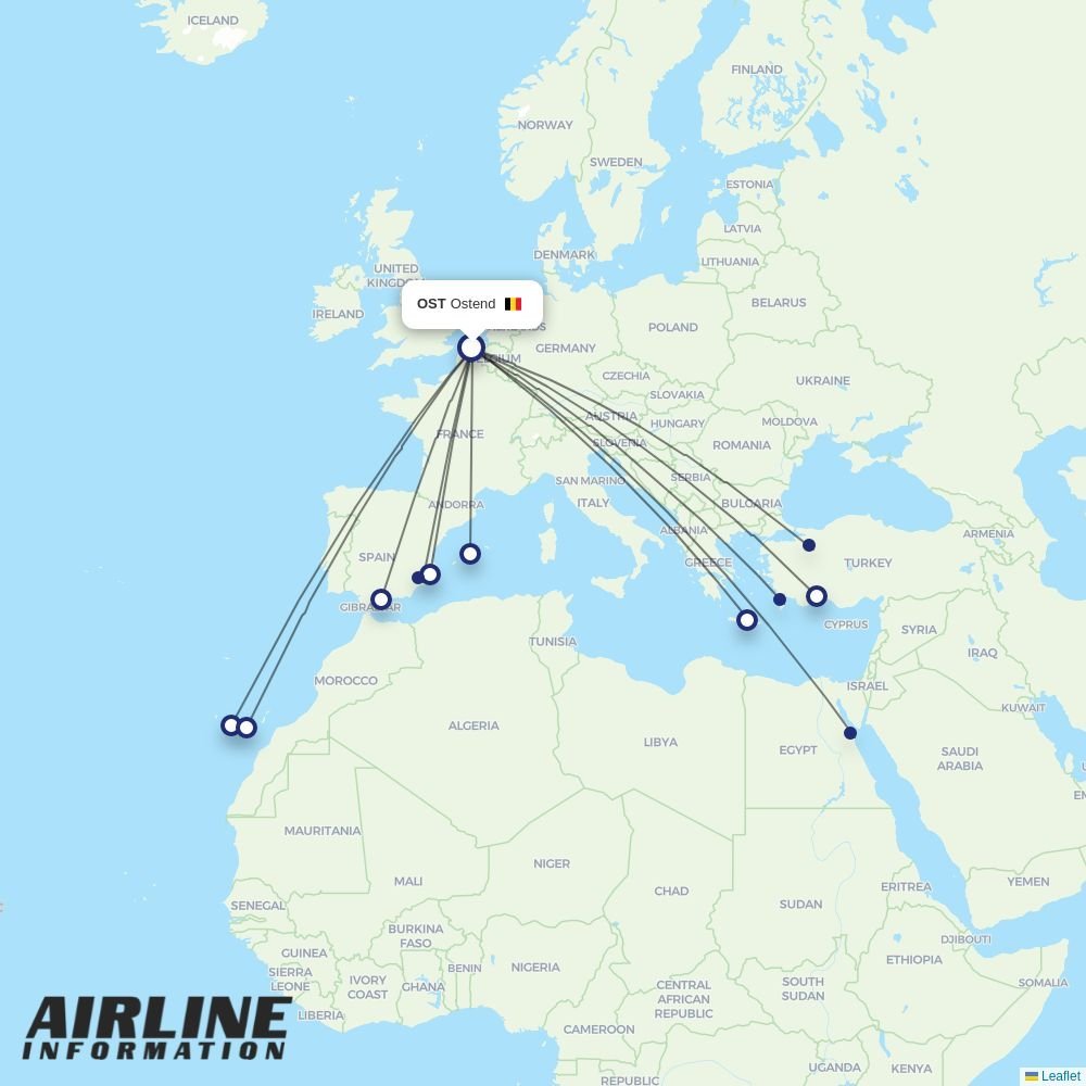 TUI fly routes from OST