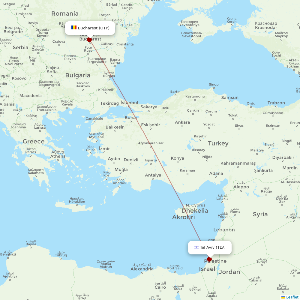 Arkia Israeli Airlines at OTP route map