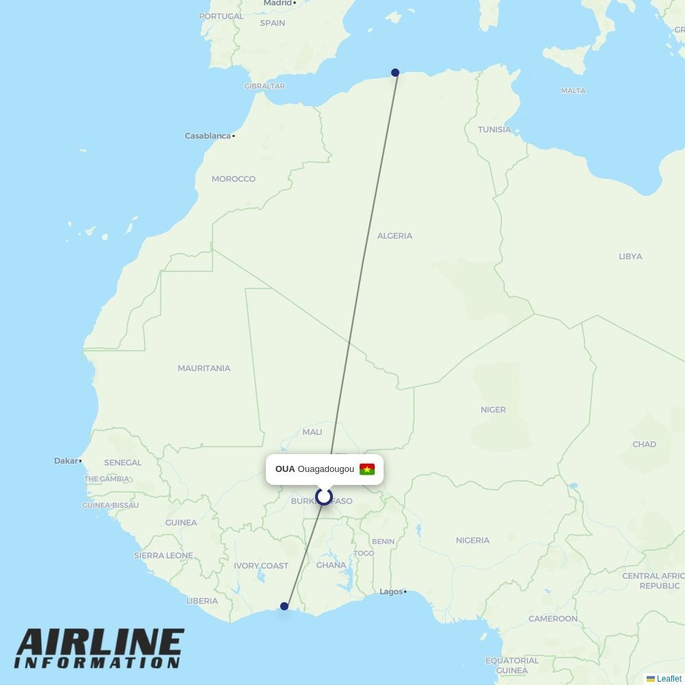 Air Algerie routes from OUA