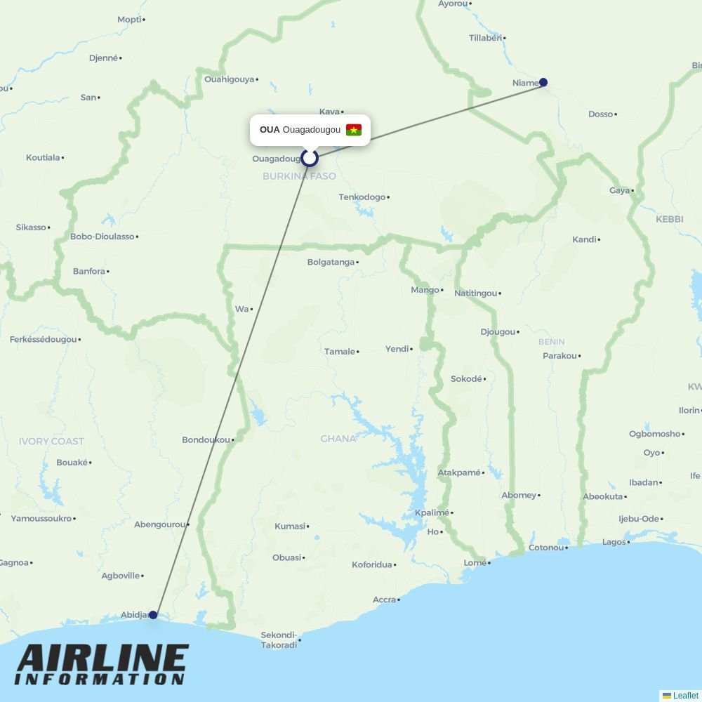 Air Cote DIvoire routes from OUA