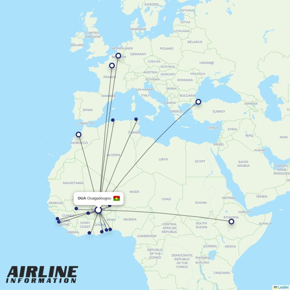 Tunisair routes from OUA