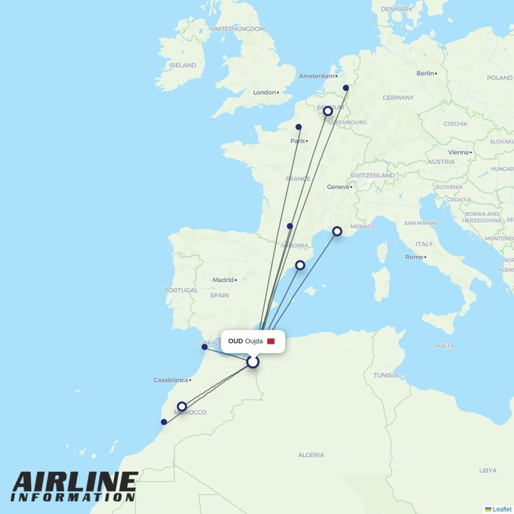Ryanair routes from OUD