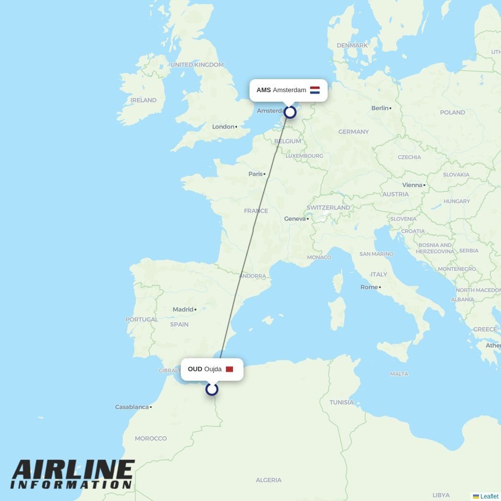Transavia routes from OUD