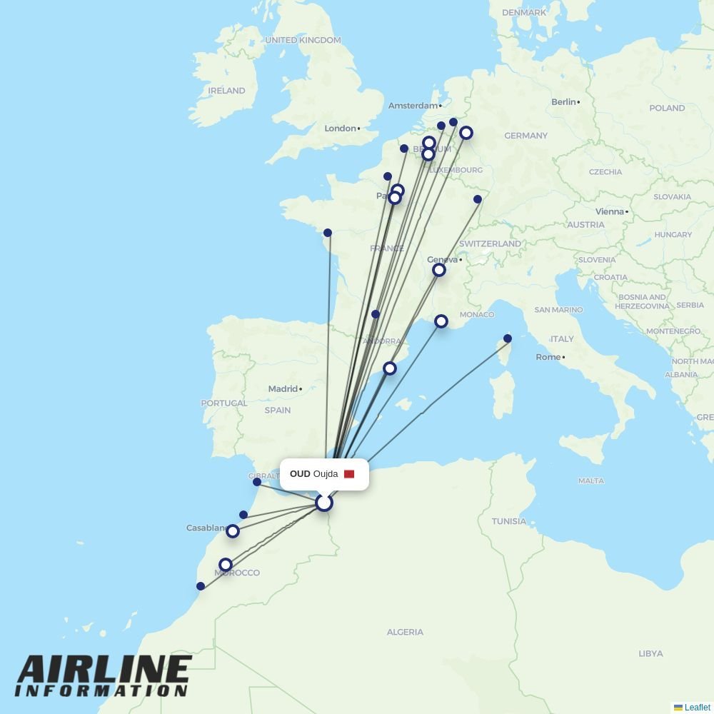 TUI fly routes from OUD