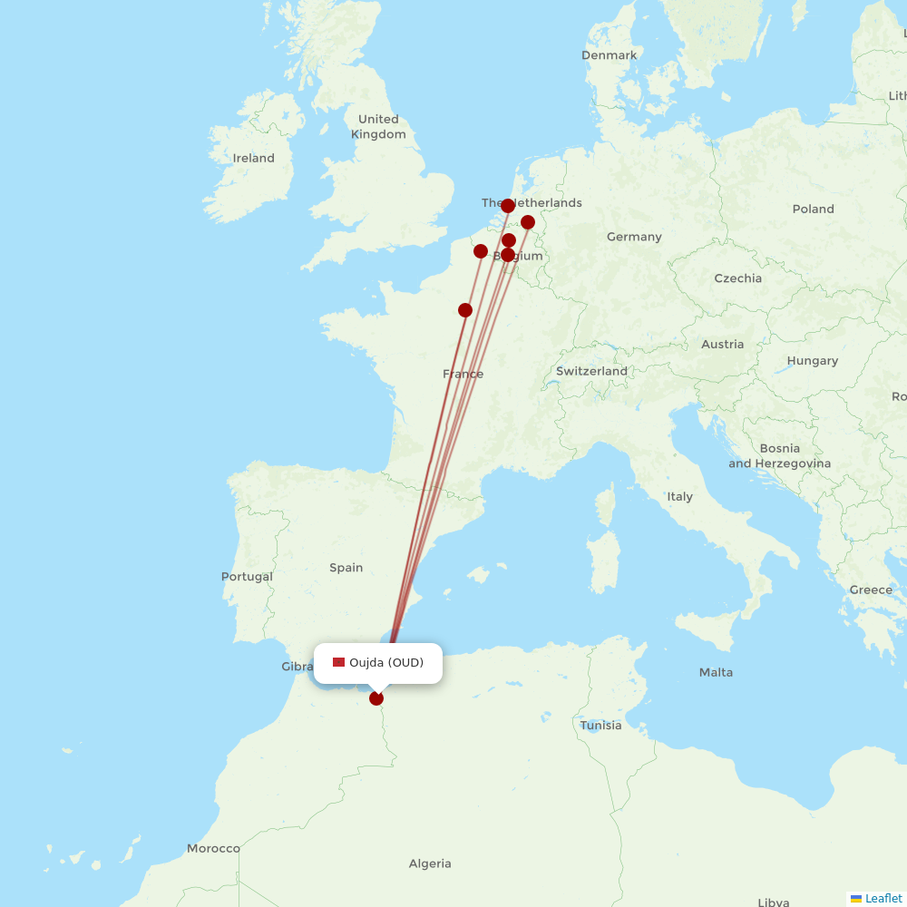 TUI Airlines Belgium at OUD route map