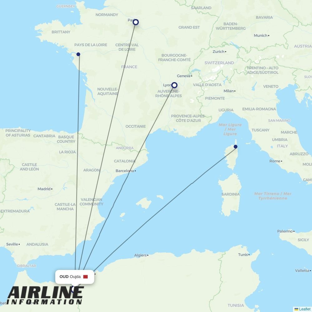 Transavia France routes from OUD