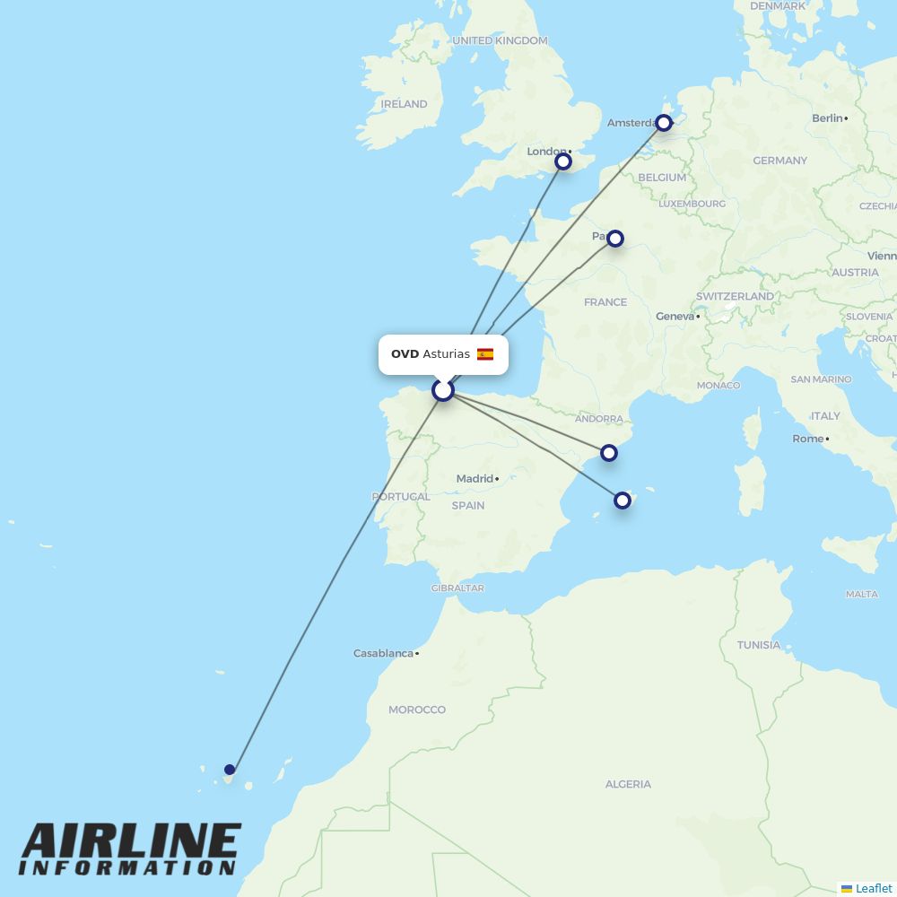Vueling routes from OVD