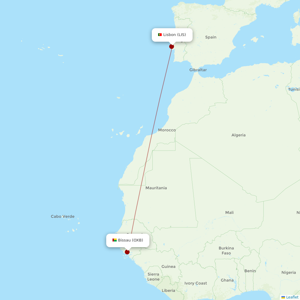 EuroAtlantic Airways at OXB route map