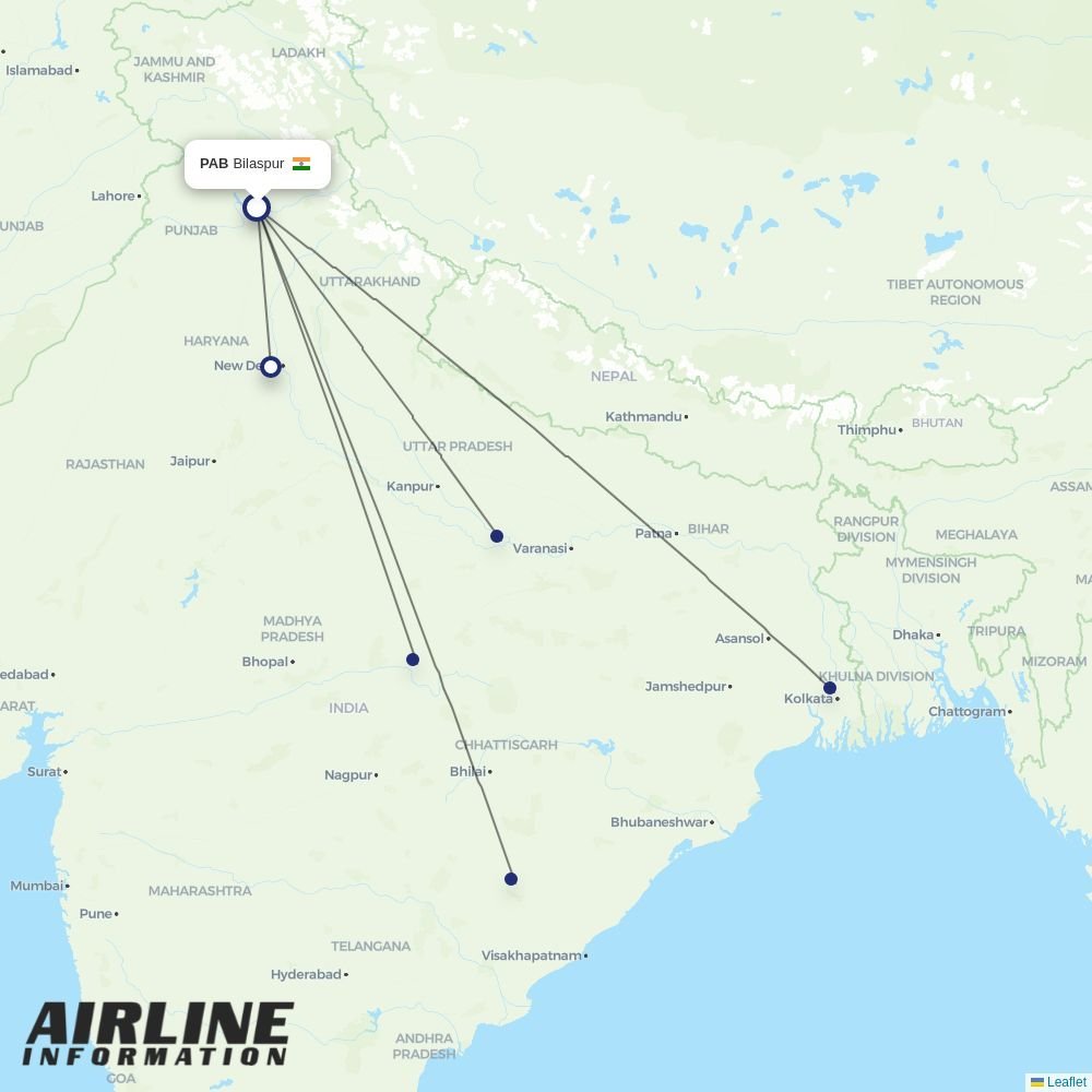 Alliance Air routes from PAB